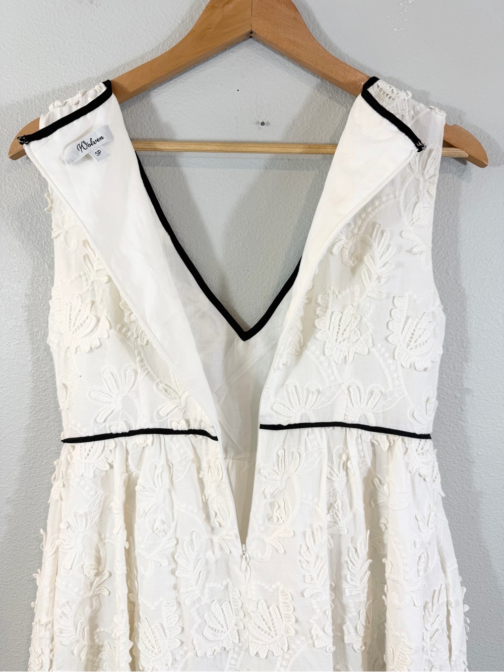 Anthropologie Wolven Tilly Dress Size SP White Black Fit & Flare Embroidered - Picture 10 of 10